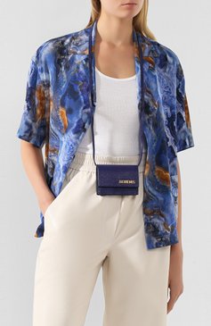 Женская сумка le bello JACQUEMUS синего цвета, арт. 201BA16/63350 | Фото 2 (Ремень/цепочка: На ремешке; Размер: mini; Материал: Натуральная кожа; Сумки-технические: Сумки через плечо; Драгоценные камни: Проставлено; Материал сплава: Проставлено)