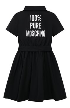 Детское хлопковое платье MOSCHINO черного цвета, арт. HDV0EU/LLA10/4-8 | Фото 2 (Рукава: Короткие; Случай: Повседневный; Материал сплава: Проставлено; Материал внешний: Хлопок; Девочки Кросс-КТ: Платье-одежда; Драгоценные камни: Проставлено; Ростовка одежда: 8 лет | 128 см, 6 лет | 116 см)