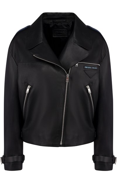 Женская кожаная куртка с косой молнией PRADA, арт. 58938-FLY-F014B
