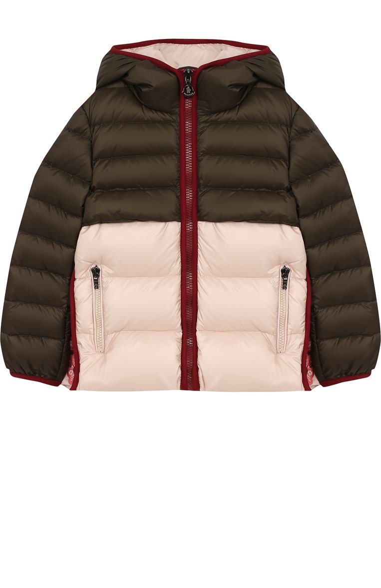 Детская пуховая куртка с капюшоном MONCLER ENFANT хаки цвета, арт. C2-954-45337-55-53048/4-6A | Фото 1 (Статус проверки: Проверено, Проверена категория; Рукава: Длинные; Материал внешний: Синтетический материал, Пух и перо; Материал подклада: Синтетический материал; Девочки Кросс-КТ: Пуховик-верхняя одежда; Кросс-КТ: Зима; Драгоценные камни: Проставлено; Материал сплава: Проставлено, Проверено)