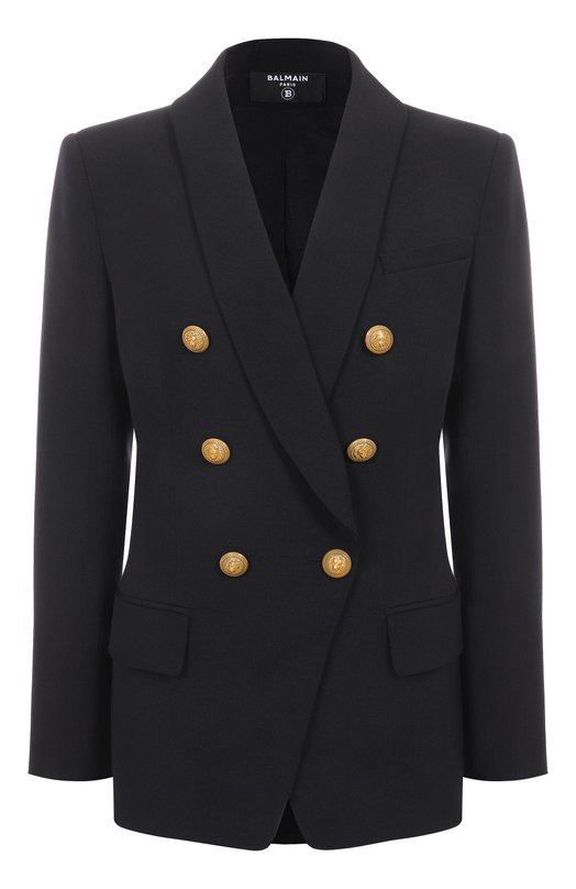 Шерстяной жакет Balmain CF1SH020/WC09 Чёрный CF1SH020/WC09