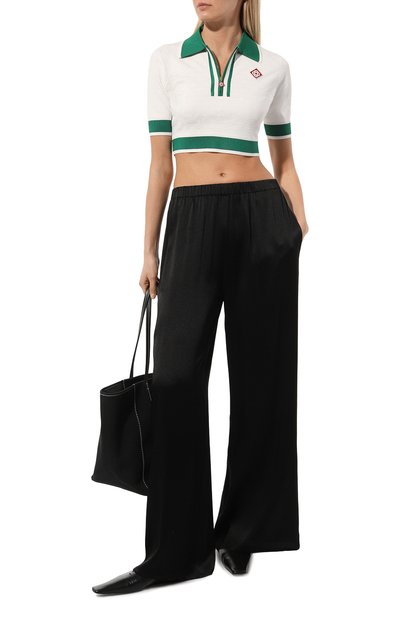 Поло из вискозы CASABLANCA белого цвета по цене 54100 руб., арт. WPS24-KW-589-01, фото 2 Поло из вискозы CASABLANCA, арт. WPS24-KW-589-01, фото 2