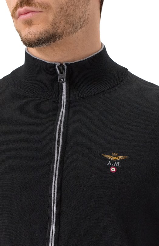 Шерстяной кардиган Aeronautica Militare MA1569UL00415 Чёрный  MA1569UL00415 Фото 5