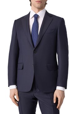 Мужской шерстяной костюм CANALI темно-синего цвета, арт. E11280/19-AX05533 | Фото 3 (Материал внешний: Шерсть; Рукава: Длинные; Костюмы М: Однобортный; Стили: Классический)