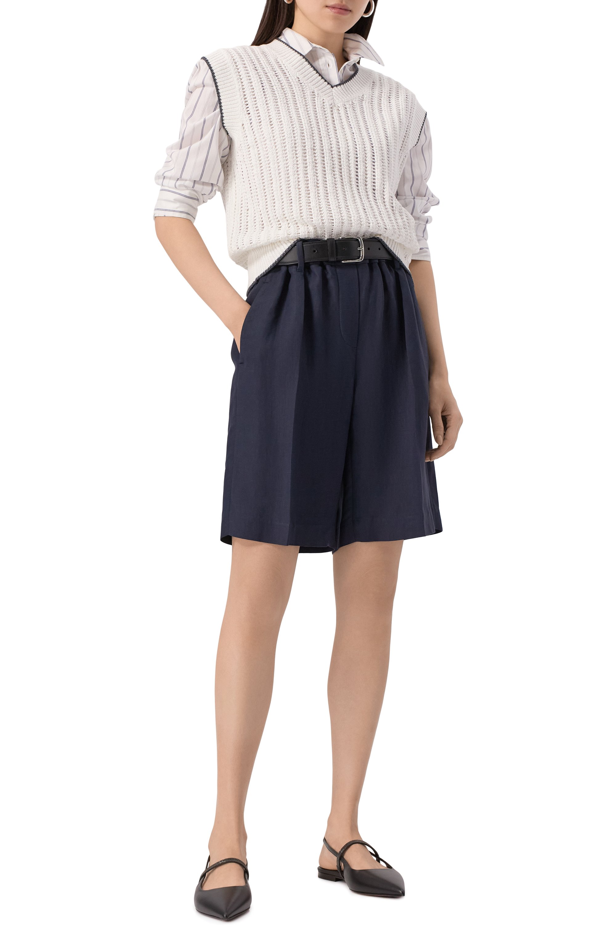 Шорты из вискозы и льна BRUNELLO CUCINELLI, арт. MH126P8612, фото 2