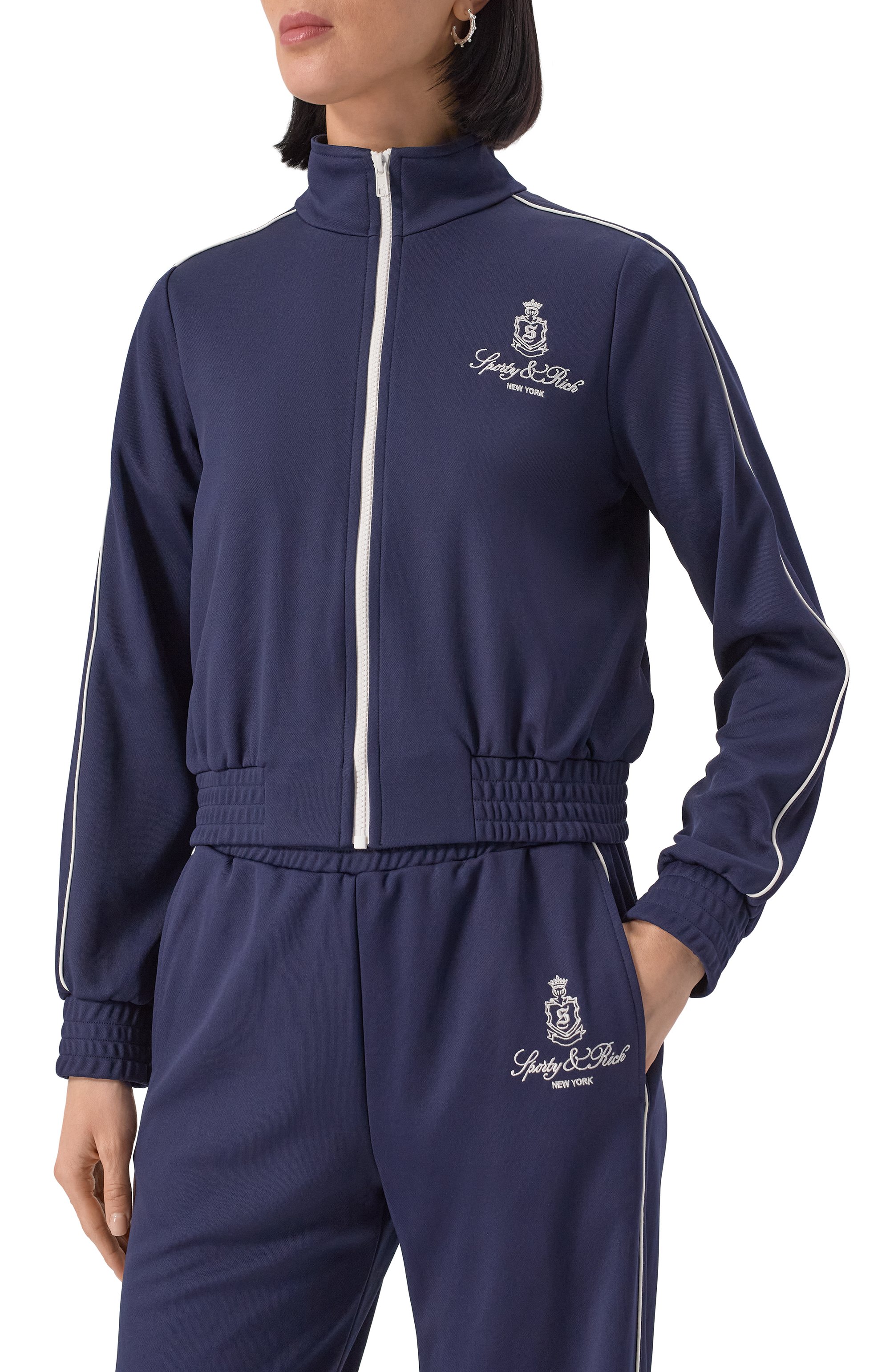 Толстовка SPORTY AND RICH синего цвета по цене 28100 руб., арт. JA059508205BL32, фото 3 Толстовка SPORTY AND RICH, арт. JA059508205BL32, фото 3