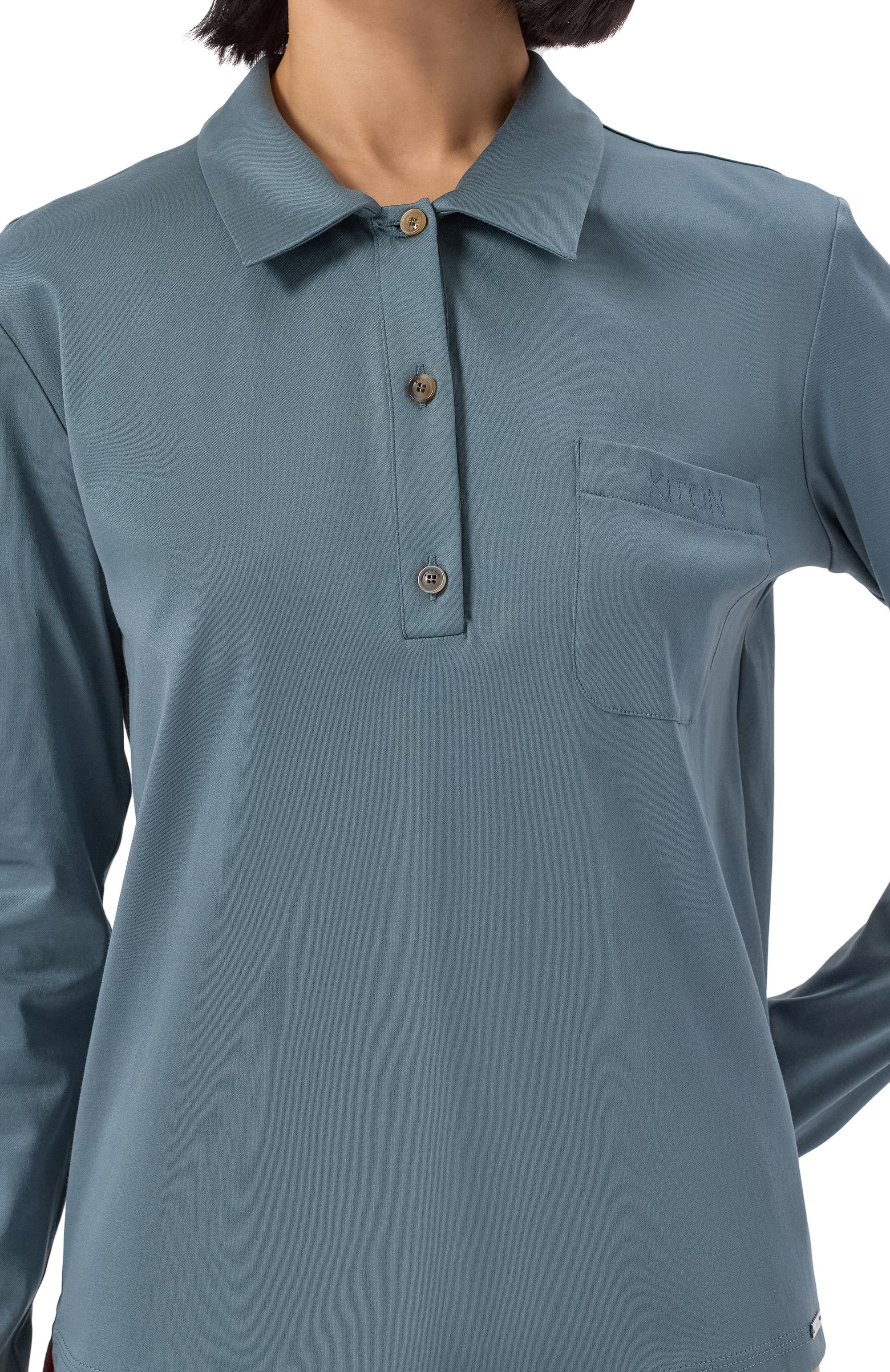 Хлопковое поло KITON зеленого цвета по цене 104500 руб., арт. D58440H080511616, фото 5 Хлопковое поло KITON, арт. D58440H080511616, фото 5