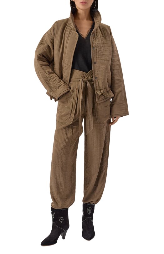 Брюки из вискозы и хлопка Isabel Marant Etoile PA0490FA/C1G04E Хаки  PA0490FA/C1G04E Фото 2