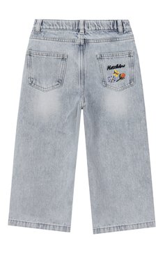 Детские джинсы MOSCHINO голубого цвета, арт. HDP06B/L0E08/4-8 | Фото 2 (Нос: Не проставлено; Материал внешний: Хлопок; Детали: Декор; Автоматизация состава: Проставлено; Ростовка одежда: 4 года | 104 см, 5 лет | 110 см, 6 лет | 116 см, 8 лет | 128 см)