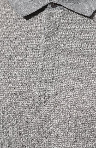 Поло из хлопка и льна ZEGNA серого цвета по цене 87550 руб., арт. UD372A7/D727, фото 5 Поло из хлопка и льна ZEGNA, арт. UD372A7/D727, фото 5