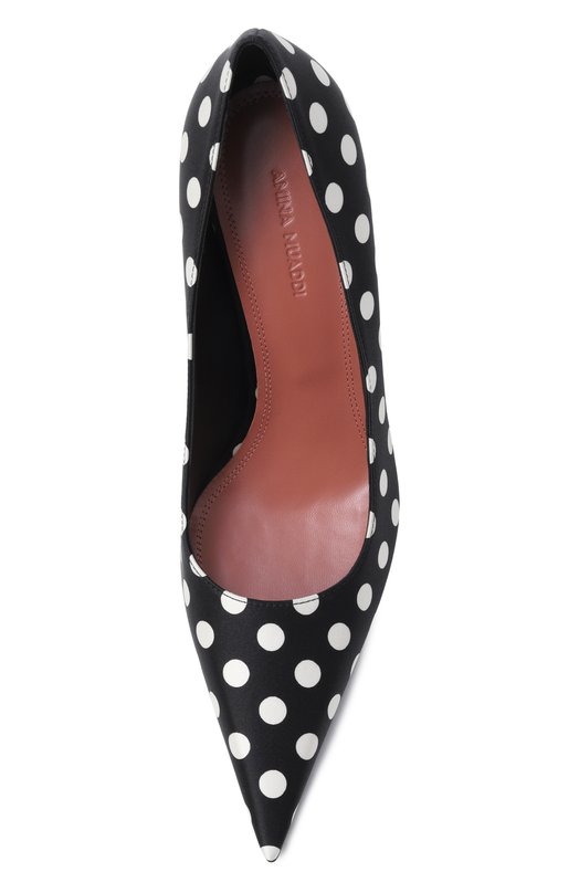 Текстильные туфли Barbara 90 Amina Muaddi BARBARA PUMP 90/SATIN Чёрно-белый  BARBARA PUMP 90/SATIN Фото 6