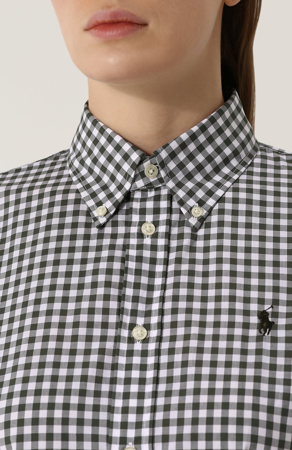 Приталенная хлопковая блуза в клетку POLO RALPH LAUREN, арт. 211684075, фото 5