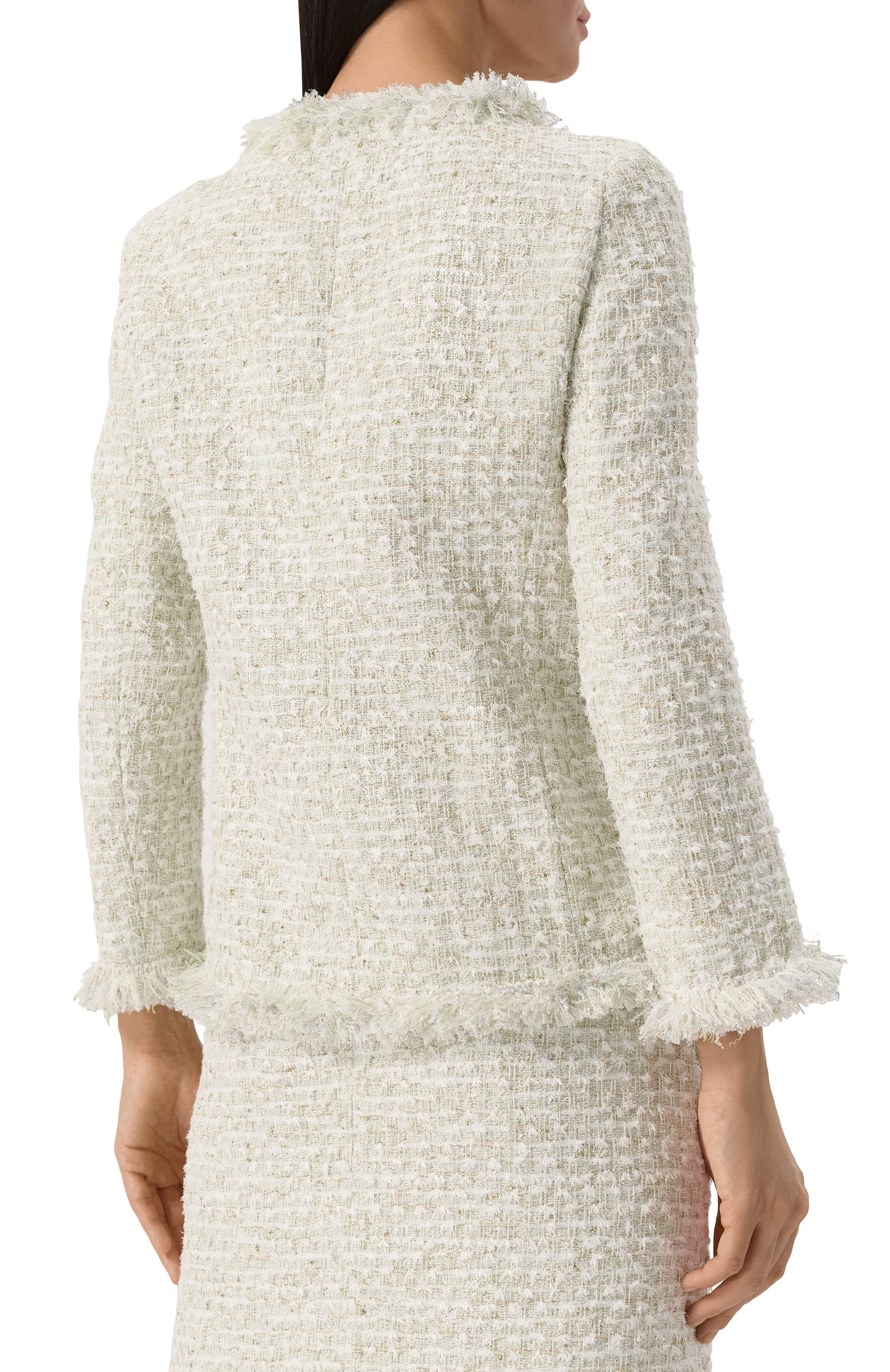 Твидовый жакет GIAMBATTISTA VALLI светло-зеленого цвета по цене 527500 руб., арт. 25SSPVCA6225-14UBE, фото 4 Твидовый жакет GIAMBATTISTA VALLI, арт. 25SSPVCA6225-14UBE, фото 4