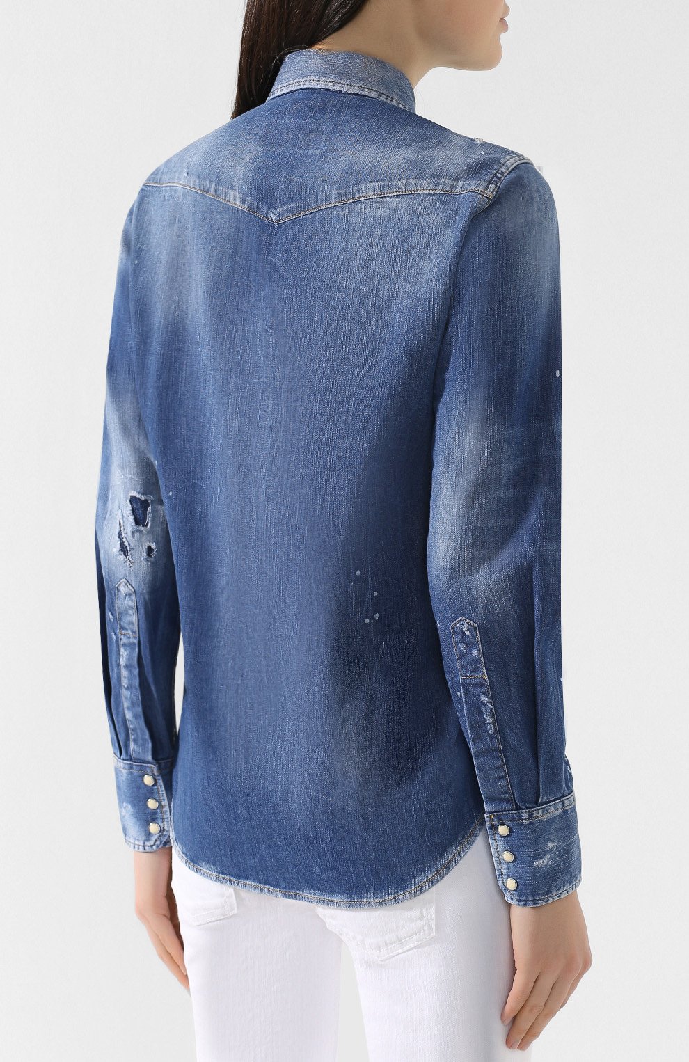 Джинсовая рубашка DSQUARED2 синего цвета по цене 44300 руб., арт. S75DL0623/S30341, фото 4 Джинсовая рубашка DSQUARED2, арт. S75DL0623/S30341, фото 4