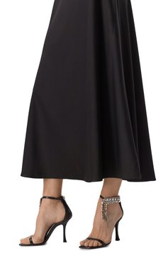 Женские кожаные босоножки verity 100 JIMMY CHOO черного цвета, арт. VERITY SANDAL 100/BYK | Фото 3 (Драгоценные камни: Проставлено; Материал сплава: Проставлено; Материал внешний: Натуральная кожа; Подошва: Плоская; Материал внутренний: Натуральная кожа; Каблук высота: Высокий; Каблук тип: Шпилька)