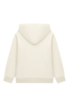 Детский хлопковое худи MOSCHINO кремового цвета, арт. HNF079/LCA72/4-8 | Фото 2 (Рукава: Длинные; Драгоценные камни: Проставлено; Материал внешний: Хлопок; Материал сплава: Проставлено; Девочки Кросс-КТ: Худи-одежда; Ростовка одежда: 4 года | 104 см, 5 лет | 110 см, 6 лет | 116 см, 8 лет | 128 см)
