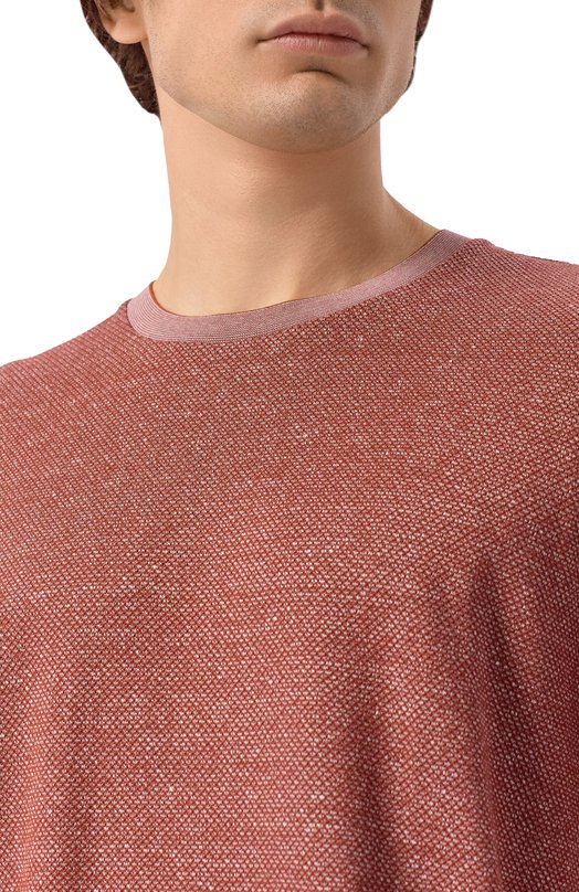 Футболка из хлопка и льна BOSS Camel 50560028 Красный  50560028 Фото 5