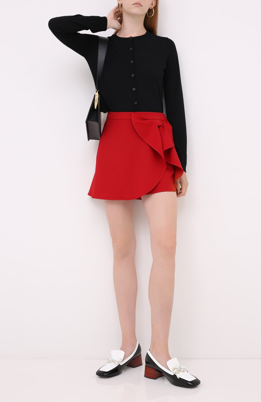 Кардиган из шерсти и шелка REDVALENTINO черного цвета по цене 33350 руб., арт. UR3KA00Z/4A7, фото 2 Кардиган из шерсти и шелка REDVALENTINO, арт. UR3KA00Z/4A7, фото 2