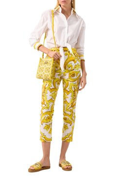 Женская сумка DOLCE & GABBANA желтого цвета, арт. BB9025_BE9025/AP026_1 | Фото 7 (Размер: mini; Драгоценные камни: Проставлено; Ремень/цепочка: На ремешке; Материал сплава: Проставлено; Материал: Текстиль)