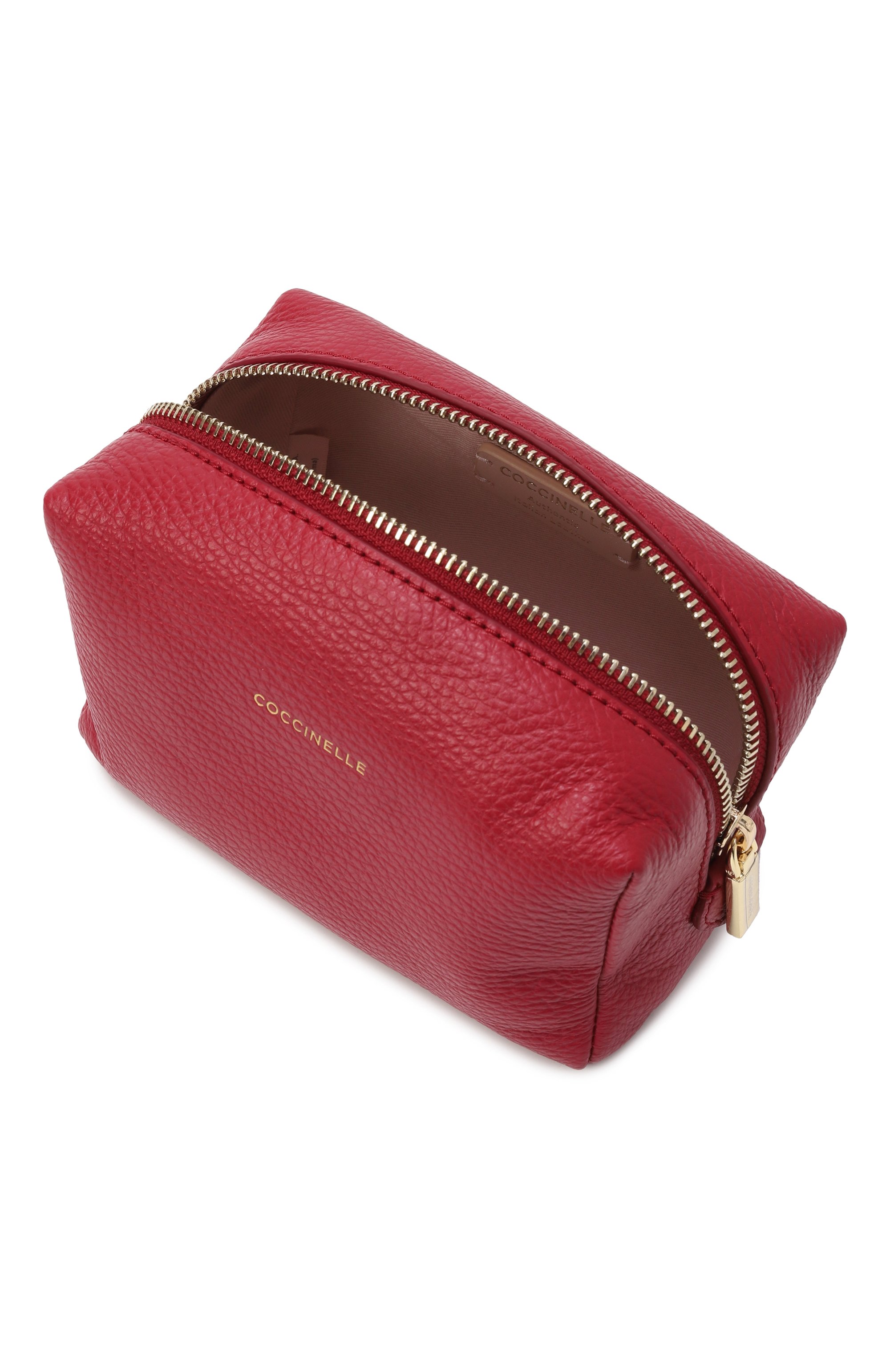 Кожаная косметичка trousse COCCINELLE бордового цвета по цене 9350 руб., арт. E5MT525F701, фото 3 Кожаная косметичка trousse COCCINELLE, арт. E5MT525F701, фото 3