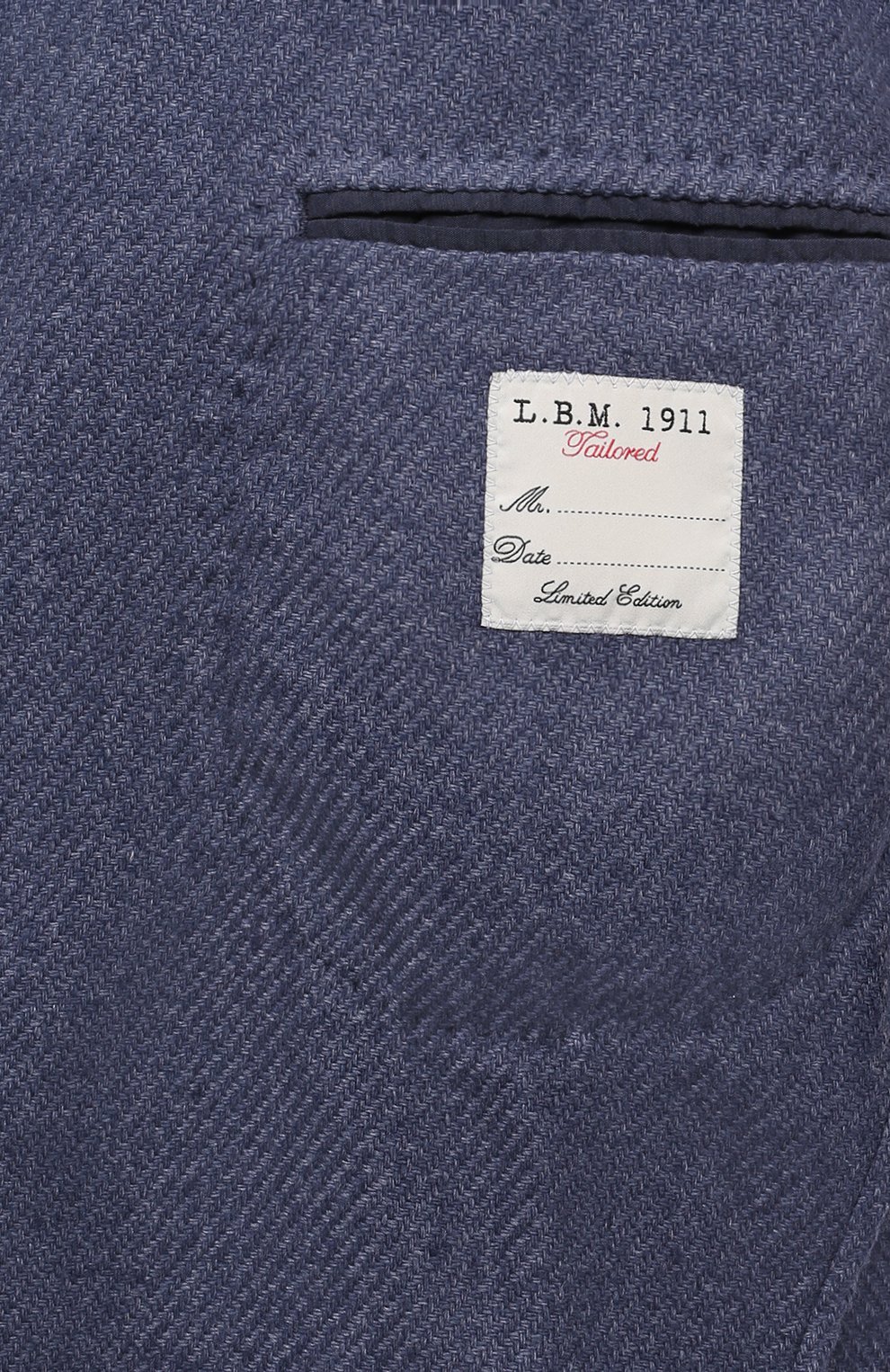Шерстяной пиджак L.B.M. 1911 темно-синего цвета по цене 95050 руб., арт. 2887/45522, фото 8 Шерстяной пиджак L.B.M. 1911, арт. 2887/45522, фото 8