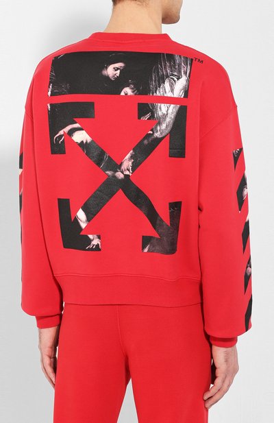 Хлопковый свитшот OFF-WHITE красного цвета по цене 45300 руб., арт. 0MBA035S20E300042088, фото 4 Хлопковый свитшот OFF-WHITE, арт. 0MBA035S20E300042088, фото 4
