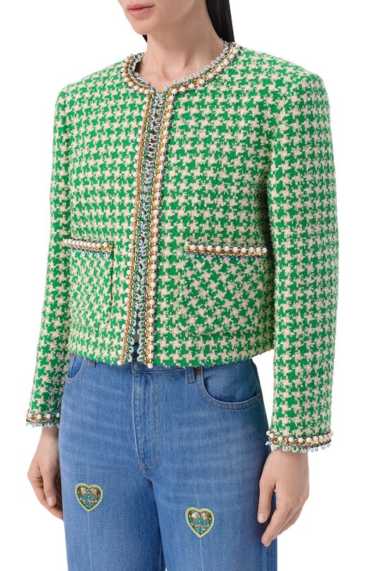 Твидовый жакет Valentino 8B3CE5DA/9WS Зелёный  8B3CE5DA/9WS Фото 3