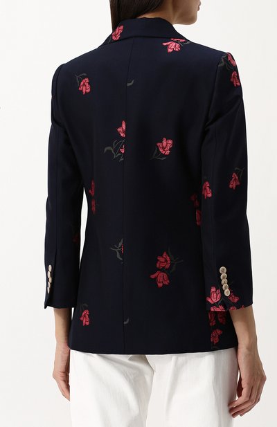Приталенные жакет из смеси хлопка и шерсти с декоративной вышивкой GUCCI синего цвета по цене 155000 руб., арт. 501147/ZKM14, фото 4 Приталенные жакет из смеси хлопка и шерсти с декоративной вышивкой GUCCI, арт. 501147/ZKM14, фото 4