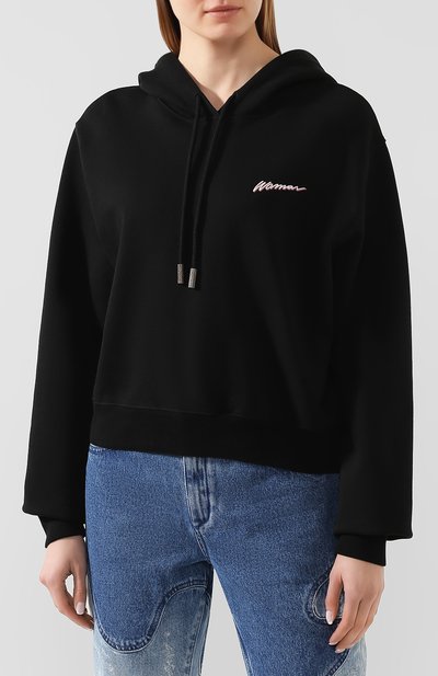 Хлопковое худи OFF-WHITE черного цвета по цене 52350 руб., арт. 0WBB016R200030991001, фото 3 Хлопковое худи OFF-WHITE, арт. 0WBB016R200030991001, фото 3