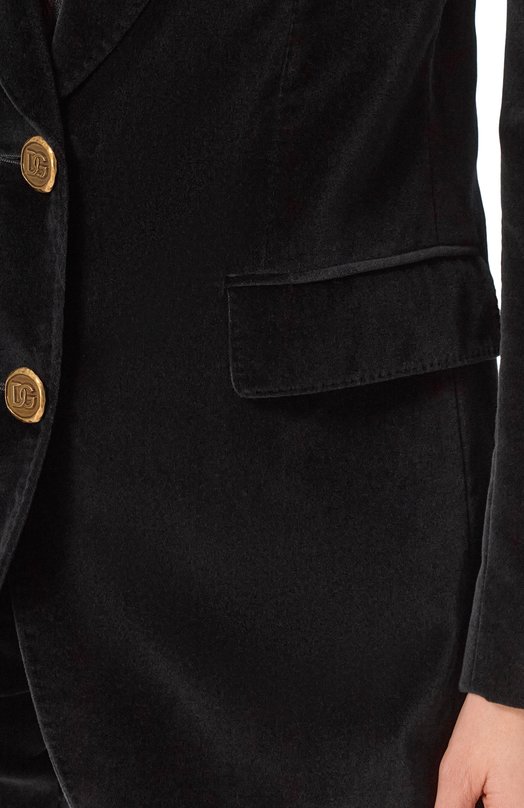 Бархатный жакет Dolce & Gabbana F29V1T/FUVG7 Чёрный  F29V1T/FUVG7 Фото 5