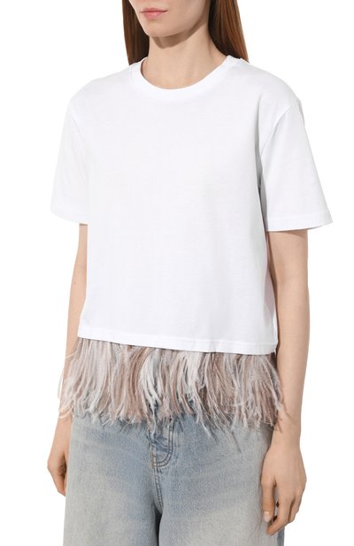 Хлопковая футболка SIMONETTA RAVIZZA белого цвета по цене 47500 руб., арт. S04TP32T602/128, фото 3 Хлопковая футболка SIMONETTA RAVIZZA, арт. S04TP32T602/128, фото 3