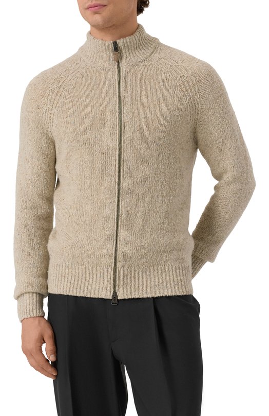 Кардиган из шерсти и вискозы Canali C1114/MK02364 Бежевый  C1114/MK02364 Фото 3