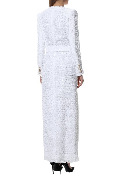 Пальто из хлопка и вискозы BALMAIN белого цвета по цене 322000 руб., арт. XF1UE001/CB76, фото 4 Пальто из хлопка и вискозы BALMAIN, арт. XF1UE001/CB76, фото 4