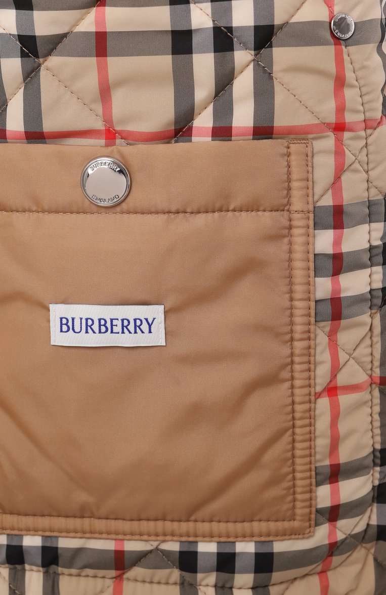 Женская куртка BURBERRY бежевого цвета, арт. 8070969 | Фото 7 (Длина (верхняя одежда): Корот�кие; Материал подклада: Синтетический материал; Рукава: Длинные; Материал сплава: Проставлено; Драгоценные камни: Проставлено; Кросс-КТ: Куртка, Легкие; Стили: Кэжуэл; Материал внешний: Синтетический материал)