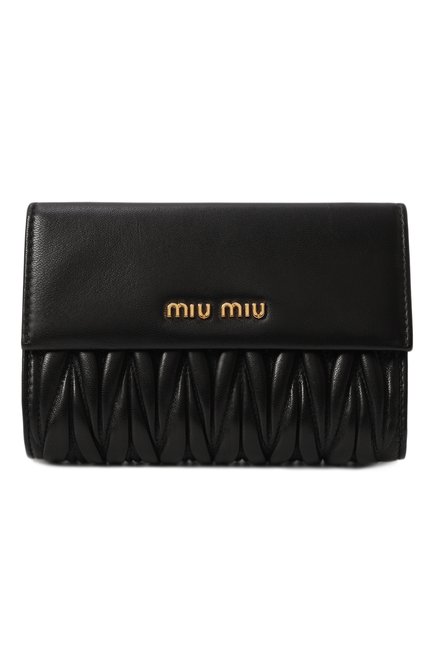 Женские кожаное портмоне MIU MIU черного цвета, арт. 5ML225-N88-F0002 | Фото 1 (Нос: Не проставлено; Материал: Натуральная кожа; Материал сплава: Проставлено)