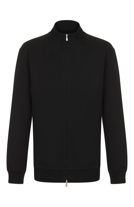 Мужской толстовка из хлопка и к�ашемира BRUNELLO CUCINELLI черного цвета, арт. MM8319089G | Фото 1 (Автоматизация ТО: Проставлено; Автоматизация состава: Проставлено; Рукава: Длинные; Длина (для топов): Удлиненные; Материал внешний: Хлопок)