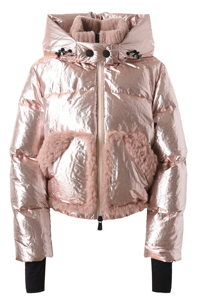 Женский пуховик trevelin MONCLER GRENOBLE розового цвета, арт. 1A000-44-5975P | Фото 1 (Длина (верхняя одежда): Короткие; Рукава: Длинные; Материал подклада: Синтетический материал; Кросс-КТ: Пуховик; Стили: Гламурный)