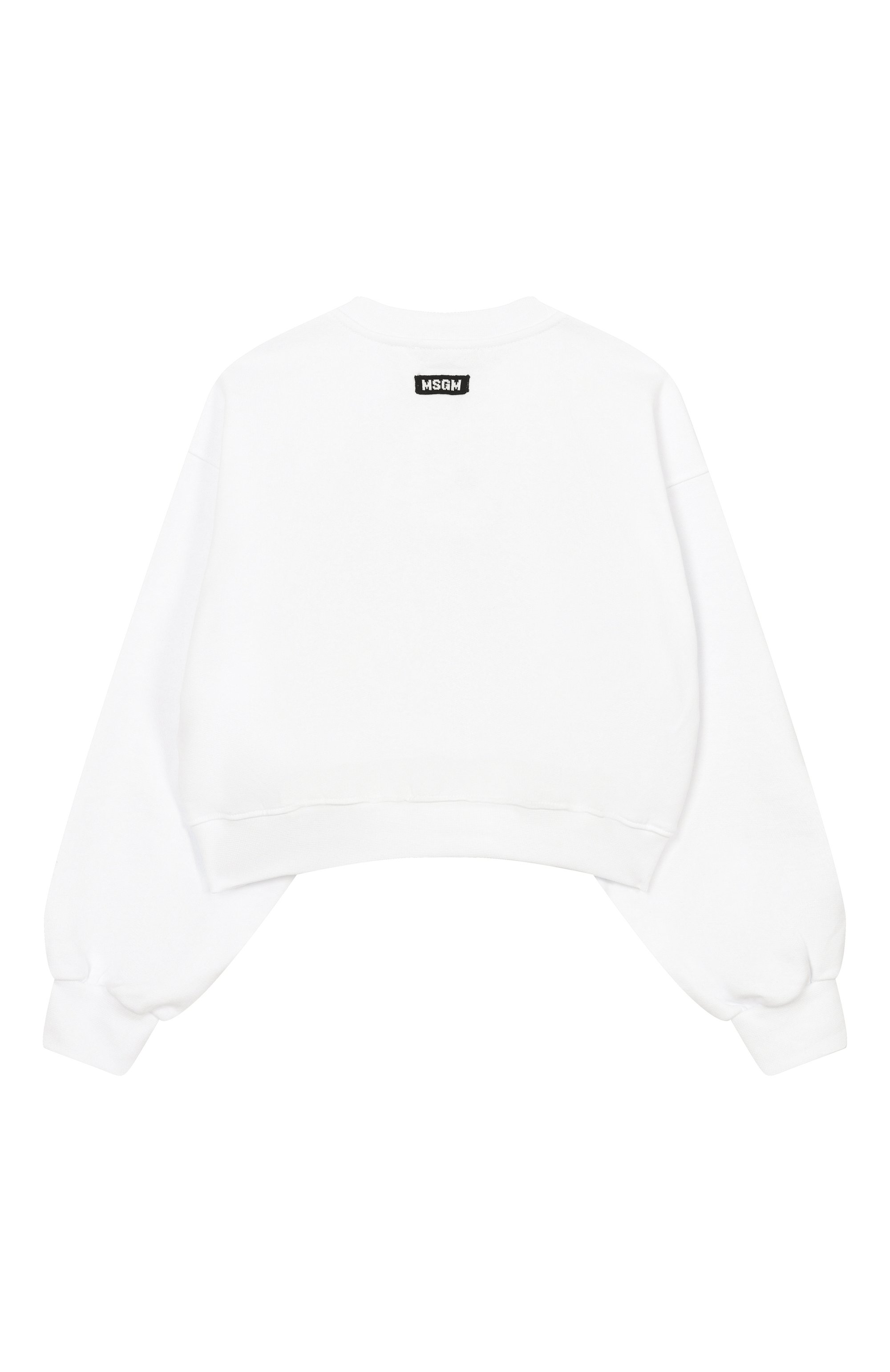 Хлопковый свитшот MSGM KIDS белого цвета по цене 13800 руб., арт. S6MSJGSW079, фото 2 Хлопковый свитшот MSGM KIDS, арт. S6MSJGSW079, фото 2