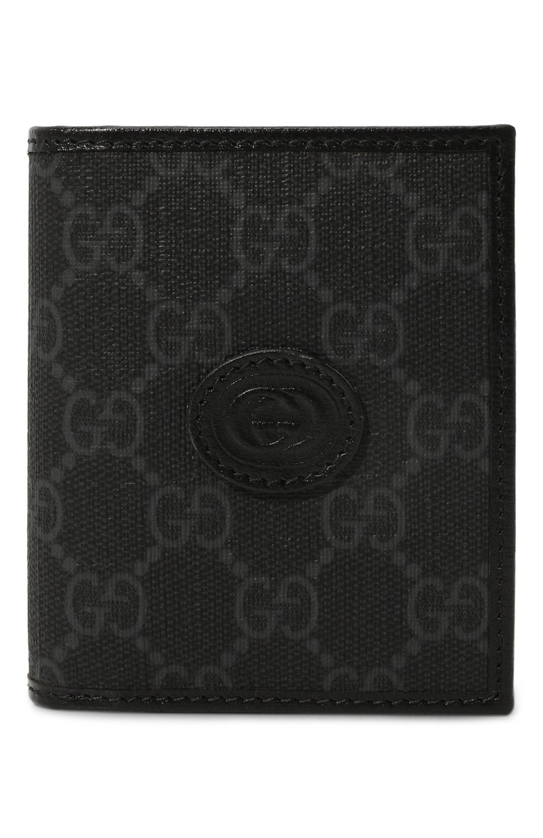 Мужской футляр для кредитных карт GUCCI черного цвета, арт. 746302/92TCF | Фото 1 (Материал сплава: Проставлено; Нос: Не проставлено; Материал: Синтетический материал)