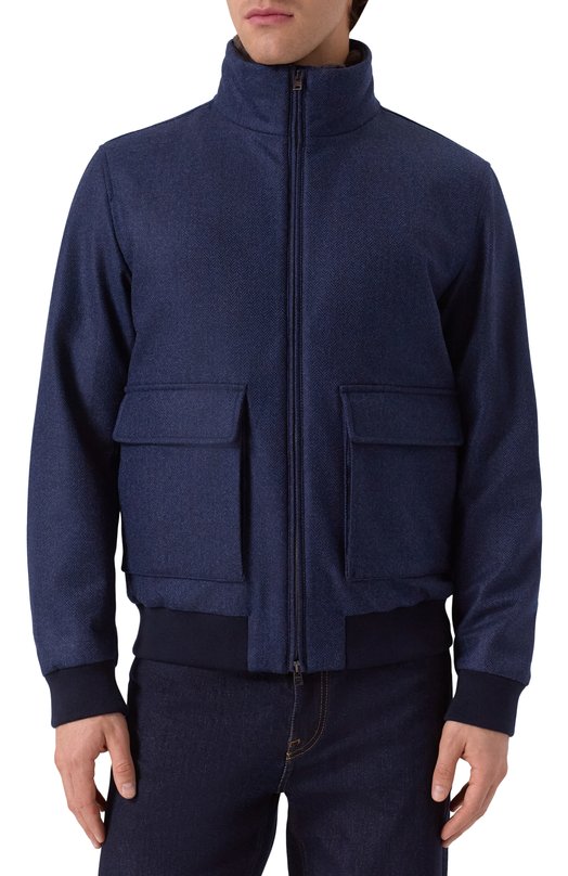 Бомбер из шерсти и кашемира Herno GI000611U/33351 Синий  GI000611U/33351 Фото 3