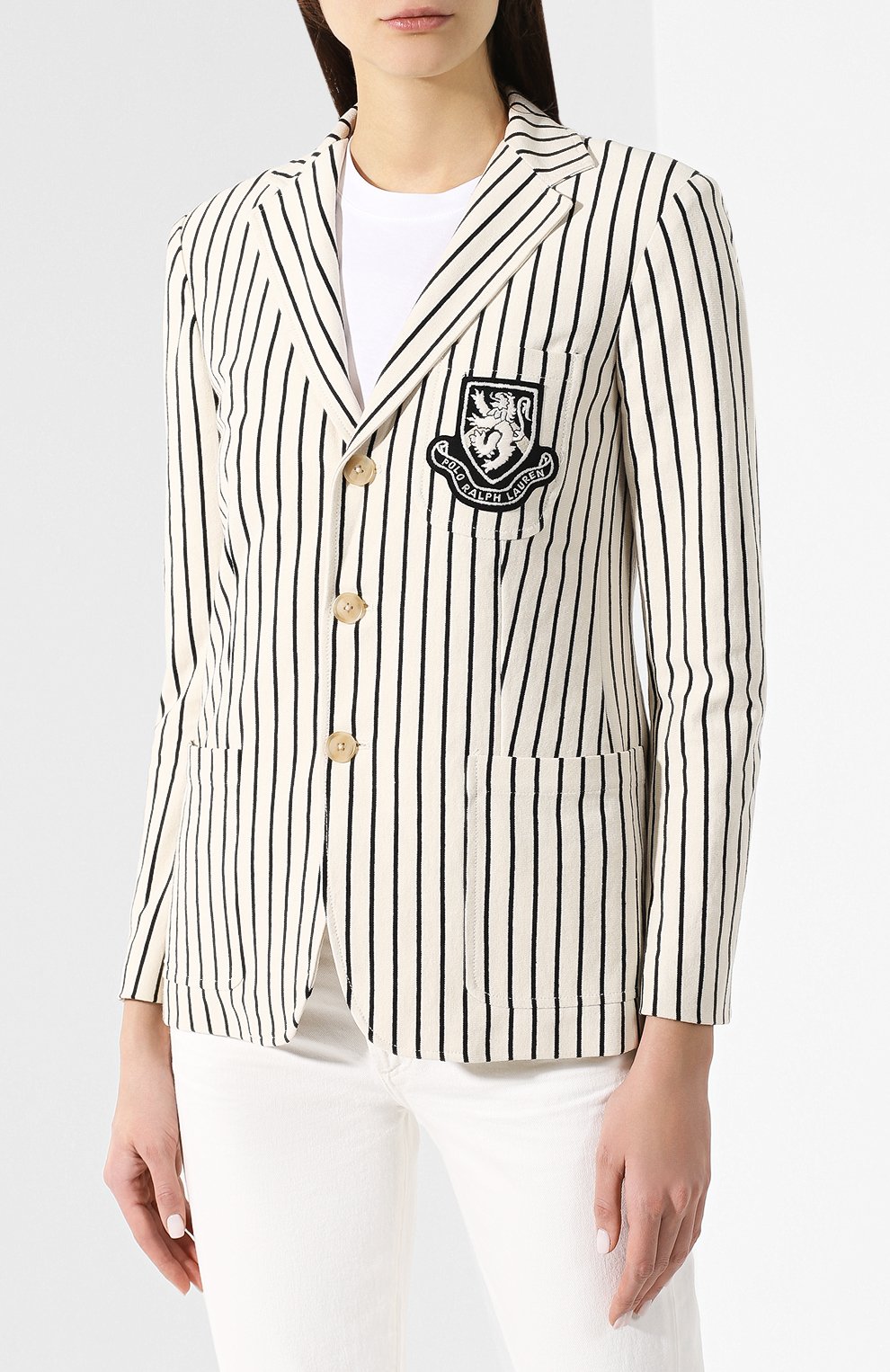 Хлопковый жакет POLO RALPH LAUREN кремового цвета по цене 36250 руб., арт. 211744721, фото 3 Хлопковый жакет POLO RALPH LAUREN, арт. 211744721, фото 3