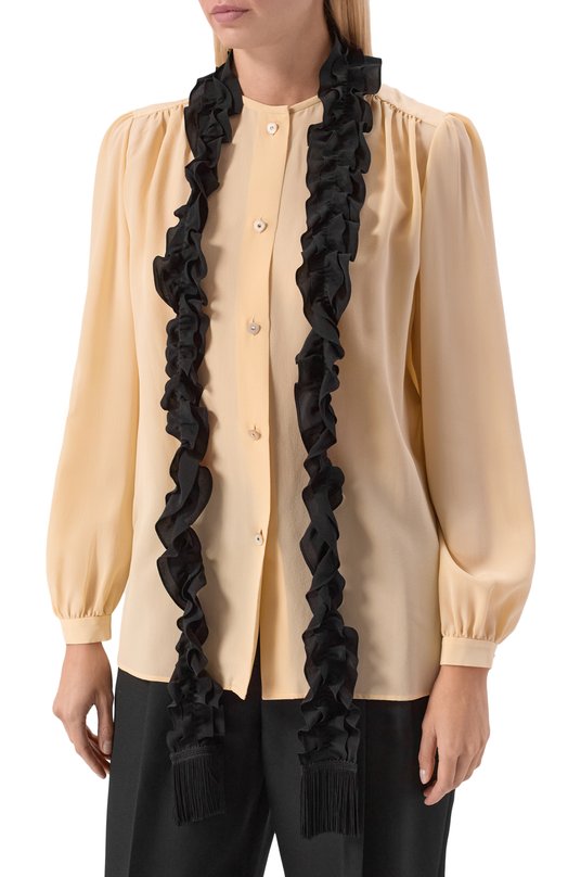 Шелковая блузка Valentino 7B3AB7R0/21B Кремовый  7B3AB7R0/21B Фото 3