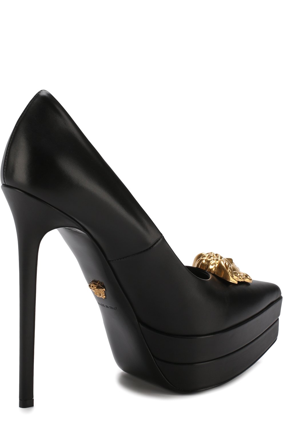 Кожаные туфли palazzo с брошью на шпильке VERSACE, арт. DSR384S/DVT2PB, фото 4