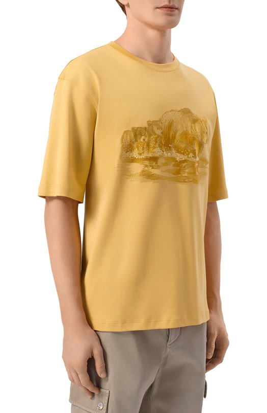 Хлопковая футболка Stefano Ricci MNH6205350/LUXT Жёлтый  MNH6205350/LUXT Фото 3