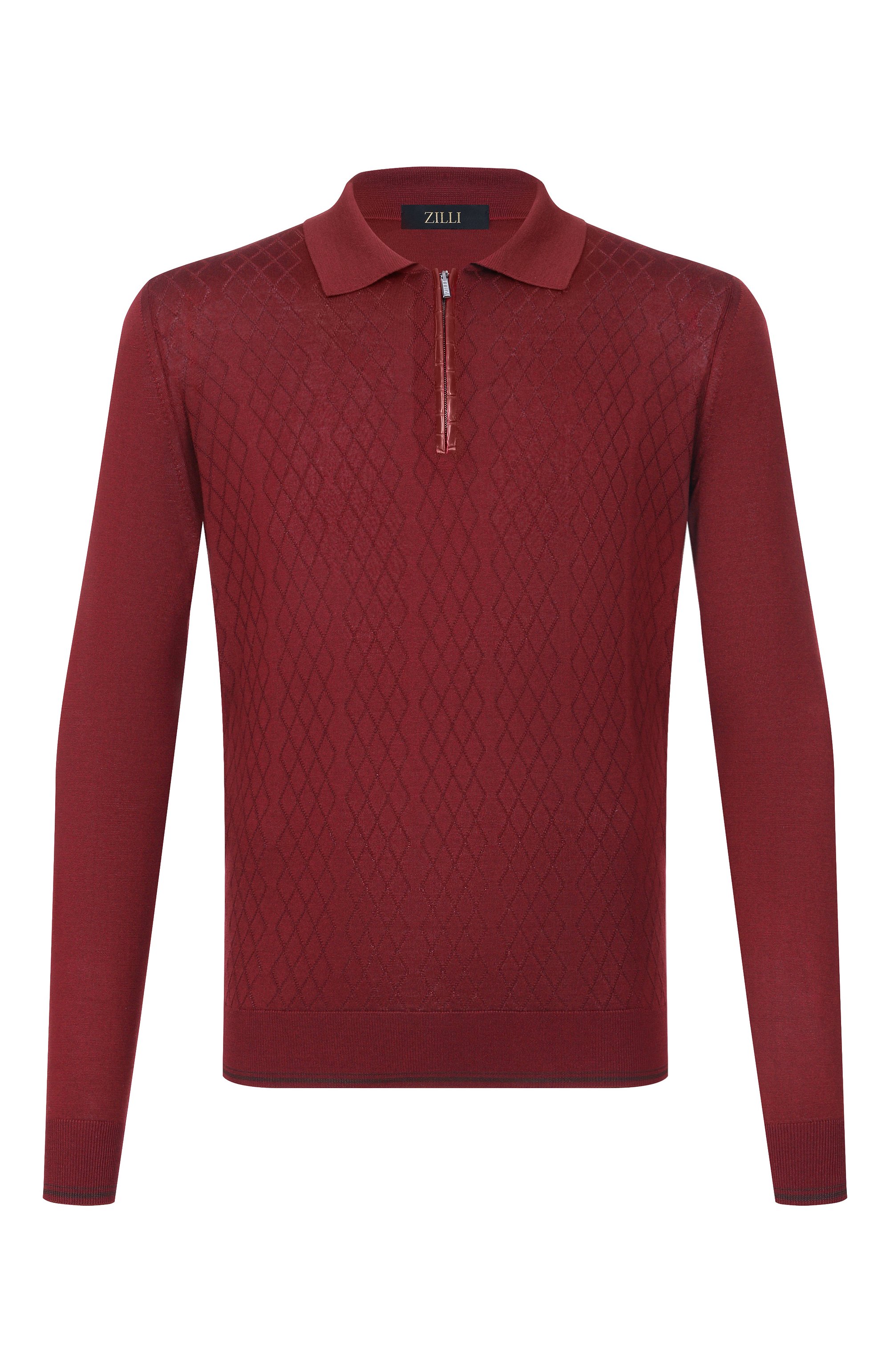 Шелковое поло с отделкой из кожи аллигатора ZILLI, арт. KZP001M0641VZARG0, фото 1