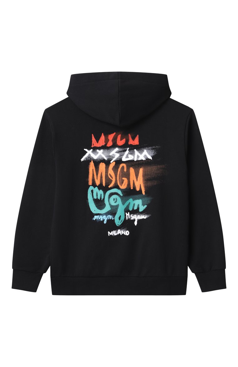Детский хлопковая толстовка MSGM KIDS черного цвета, арт. S5MSJBZH276 | Фото 2 (Рукава: Длинные; Мальчики Кросс-КТ: Толстовка-спорт, Толстовка-одежда; Материал внешний: Хлопок; Автоматизация ТО: Проставлено; Автоматизация состава: Проставлено; Ростовка одежда: 6 лет | 116 см, 10 - 11 лет | 140 - 146см, 8 лет | 128 см, 12 лет | 152 см, 16 лет | 164 см)