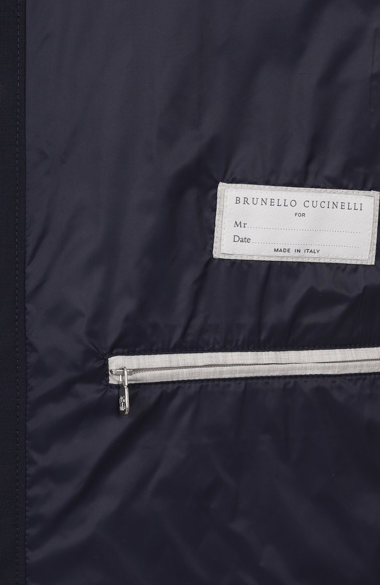 Мужская шерстяная куртка-рубашка BRUNELLO CUCINELLI темно-синего цвета, арт. MM4506413 | Фото 7 (Материал подклада: Синтетический материал; Рукава: Длинные; Длина (верхняя одежда): Короткие; Материал внешний: Шерсть; Кросс-КТ: Легкие, Куртка; Мужское Кросс-КТ: шерсть и кашемир, Куртка-рубашка; Стили: Кэжуэл)