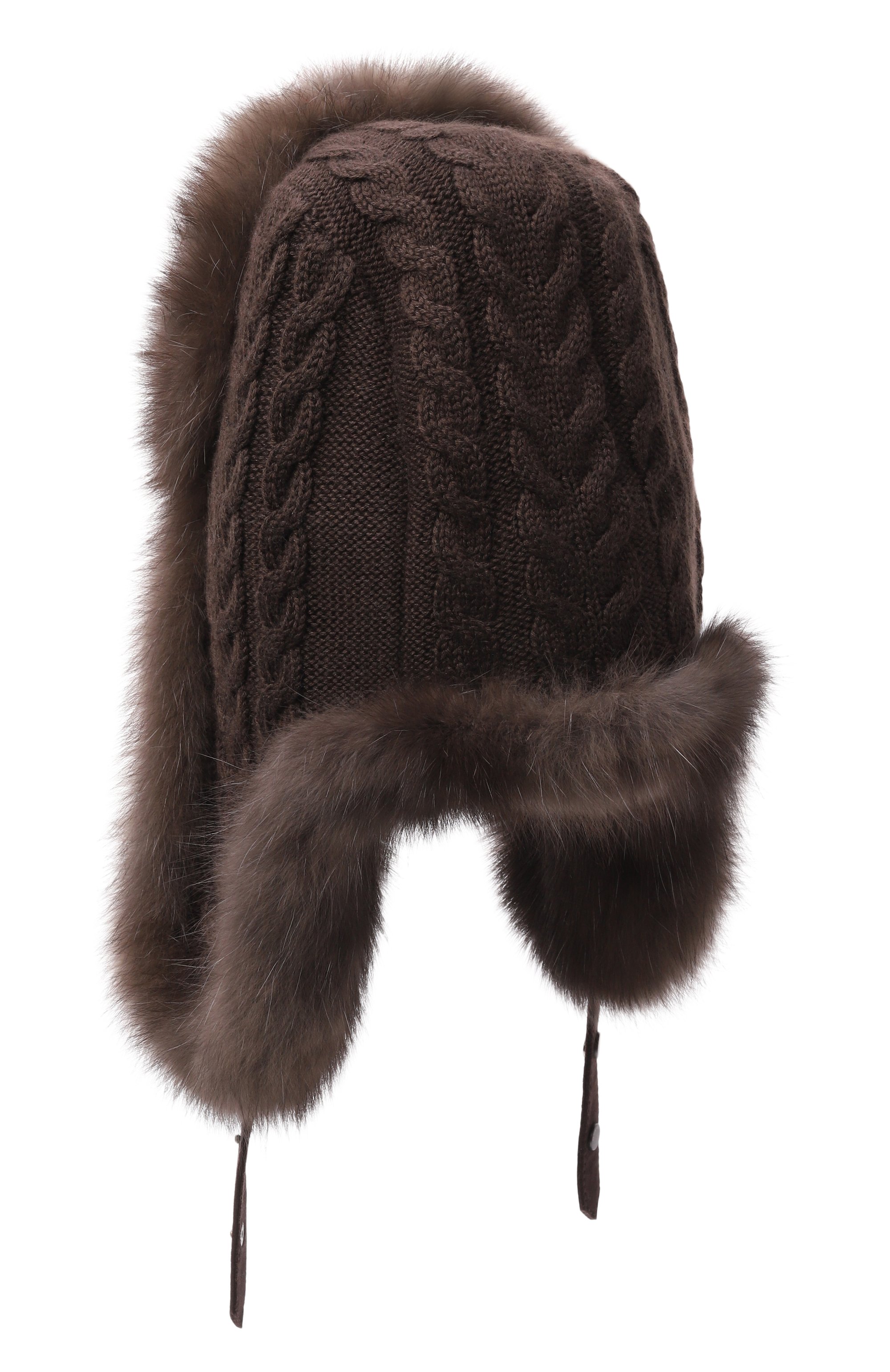 Кашемировая шапка-ушанка с мехом соболя BLACK SABLE, арт. BS-FHK-G, фото 2