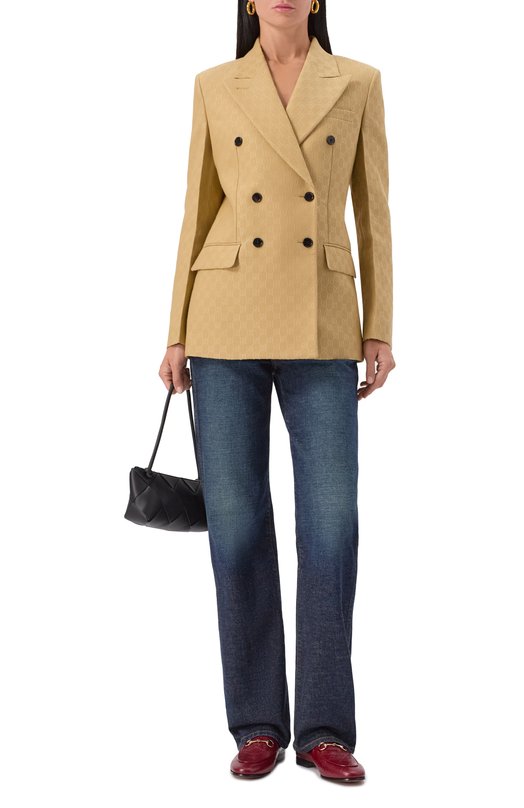 Жакет из шерсти и шелка Gucci 833578/Z7APD Бежевый  833578/Z7APD Фото 2
