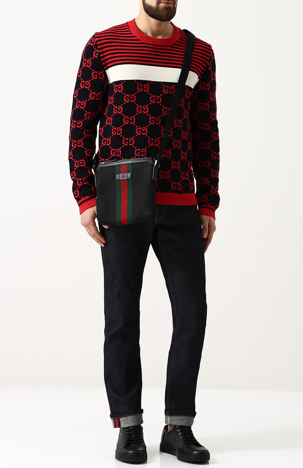 Текстильная сумка-планшет с отделкой web  GUCCI, арт. 471454/KWT7N, фото 2